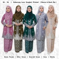 Kebaya Lace Songket Printed . Baju Raya 2024 . Kebarung Labuh Plus Size . Nikah Tunang Pengantin . K