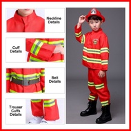 ✿ ☎ ▪ Fireman Costume for Kids Boys Firefighter Career Guidance Suit Children Carrer Cosplay Unifor