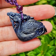 天然高品舒俱来星际蓝玉化料天鹅雕刻件吊坠❤Natural High Grade Translucent Sugilite Swam Carved Pendant