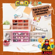 [JOERAGAN LAPAK] MINI 9 DRAWER BOX MULTI-PURPOSE JEWELRY ACCESSORIES STORAGE STICKERS SCHOOL OFFICE 