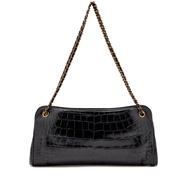 Chanel Black Alligator Kisslock Frame Clutch Shoulder Bag with Chain Antiqued Gold Hardware, 2015