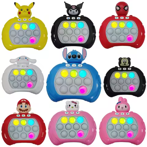 Quick Push Game Pop Up Fidget Bubble Electronic Pop it Pro Game Pikachu Stitch Spider Man Light Anti