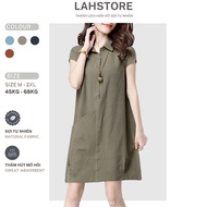 LAHSTORE loose dress with mussel sleeves and side pockets DS03 (Moss Green)