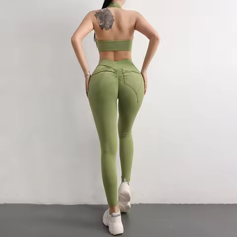 TRY TO BN Sports Stretch Leggings Fitness Yoga Pants Women Back Pockets High Waist Push Up Leggings 