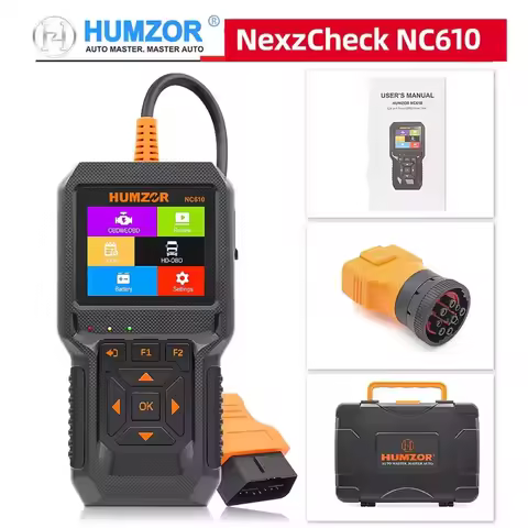 HUMZOR NC610 12V 24V Full OBD2 Diagnostic Scanner Tool Heavy Duty Diesel Petrol Engine Code Reader L