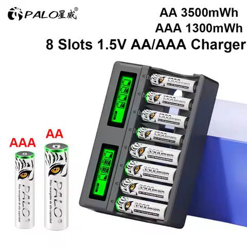 PALO 3500mWh 1.5V AA Li-ion Rechargeable Battery +1300mWh AAA Lithium ion Batteries 1.5V AA AAA Cell