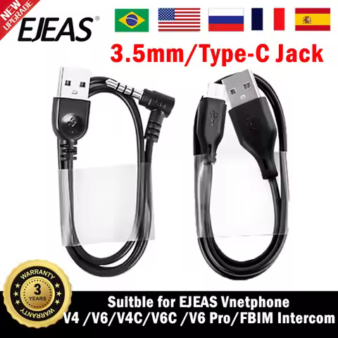 EJEAS Vnetphone 3.5mm/Type-C Jack USB Charging Cable For V6 V4 V4C V6C V6Pro FBIM Motorcycle Helmet 