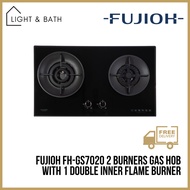 FUJIOH FH-GS7020 SVGL (Black Glass) 2 Burners Gas Hob With 1 Double Inner Flame Burner