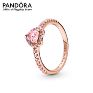 Pandora Heart 14k rose gold-plated ring with orchid pink crystal and fancy fairy tale pink cubic zir