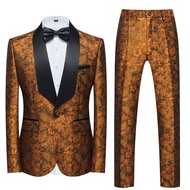 2PCS Suit Set for Men 2024 Formal Blazer Wedding Dinner Dress Banquet Slim Fit Luxury Men's Terno