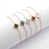 18K Gold V&CA Van Cleef 18K Mini Four Leaf Clover Pendant Bracelet Bangle For Women