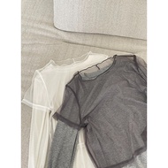 T25 Layered Charming Gauze Fake Two-Piece Top * 2 Colors/