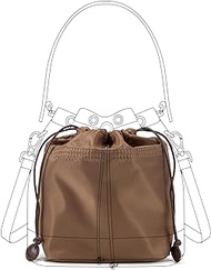 OAikor Nylon Purse Organizer Insert for Handbags,Drawstring Designed Tote Bag Organizer Insert,Perfect for Tory Burch Bucket Bag and More.(Brown-Nylon)