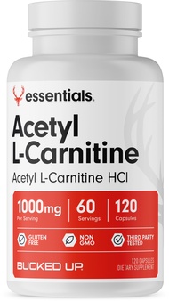 Bucked Up Acetyl L-Carnitine 1000mg Per Serving, Supports Brain Function Essentials (60 Servings, 12