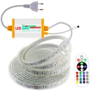 cod RGB LED Strip Light 220V Waterproof/Multi-Colors/Multi-Modes/Dimmable SMD5050 Rope Lamp With Rem