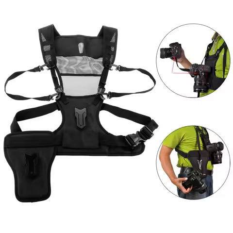 Mcoplus Dual Camera Carrier Chest Harness /Double Shoulder Camera Strap for Canon 6D 5D2 5D3 Nikon D