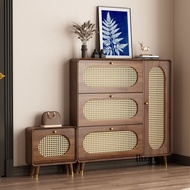 LHSG Solid Wood Shoe Cabinet Shoe Rack Shoe Cabinet With Stool Narrow Shoe Cabinet Shoe Stool