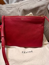 Celine Large Trio 27 Red  🇮🇹 紅色 肩背包 斜背包 羊皮包 義大利製