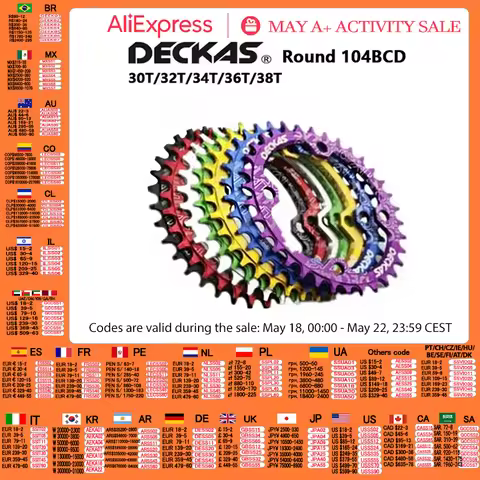 Deckas 104BCD Chainring Round Oval 30T 32T 34T 36T 38T Narrow Wide Chainring Crankset Tooth Plate Ac