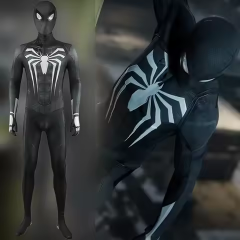 Black PS5 SpiderMan Cosplay Miles Morales Venom Symbiote Costume Superhero 3D Printed Spandex Outfit