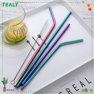 TEALY Drinking Straw Metal Bar Washable Straight Bend