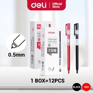 Deli Big Capacity Gel Pen 0.5mm 1600m Writing Length Bullet Tip Smooth Writing Office (12pcs/Box)