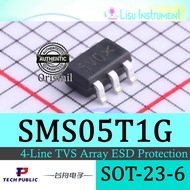 SMS05T1G 5V0 5VO 5V 4-Line TVS Array ESD Protection SOT-23-6 TECH PUBLIC Original
