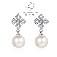 ［Real Moissanite］Can Pass Diamond Test 18K Gold Rhomboid Natural Pearl Earrings ME004 Diamond Earrri