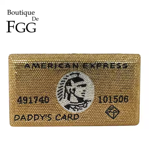 Boutique De FGG American Express Credit Card Women Novelty Crystal Clutch Evening Bags Party Dinner