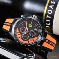 Pilota EVO Ferrari Car Steering Wheel Design Stainless Steel Case Rubber Strap Men's Watch Rui Watch