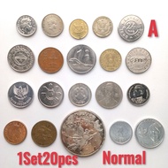 1Set20pcs Mix Foreign Coins/Tokens (A) Normal UK, Brunei, Philipinas, Korea, Thailand, Indonesia Dui