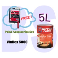 Nippon Vinilex 5000 Interior Wall Paint 5L or 20L. Matt Finish. Free Paint Accessories Set.