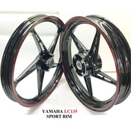 100% Original HLY Yamaha 135LC / LC135 / LC 135 4S Racing (Black & Red Stripe) Sport Rim 5 Batang Mo
