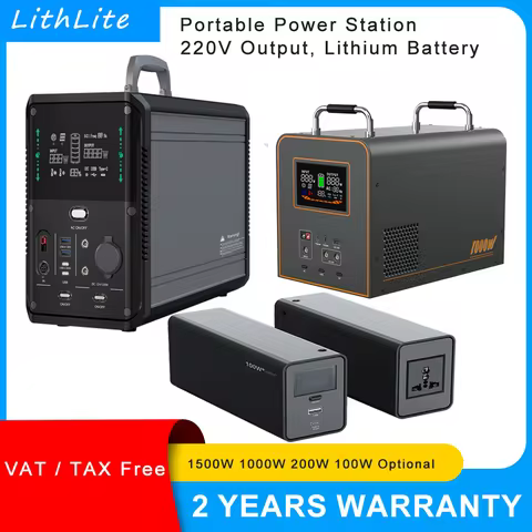 220V Lifepo4 Lithium PowerBank 1500W Portable Power Station 1000W Solar Generator 200W 100W For Outd