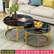 Coffee table tempered glass marble dining / badside table creative wrought iron round side balcony