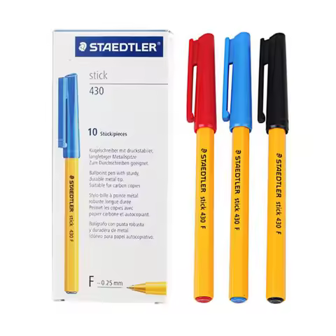 10pcs/box STAEDTLER 430F Ballpoint Pen 0.5mm Black Blue Red Smooth Ink Roller Ball Pen Stylo Balpen 