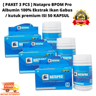PAKET 3 PCS  Pro Albumin 100% Ekstrak Ikan Gabus / kutuk - Kapsul Albumin Ikan Gabus - 50 kapsul