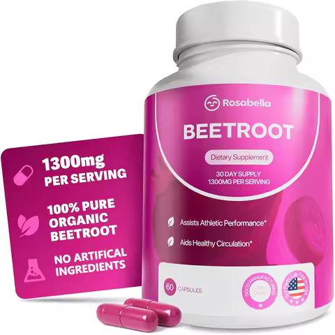 Organic Beet Root Capsules - 1300mg Beet Root Powder Aids Healthy Circulation & Vitality, Non-GMO, B