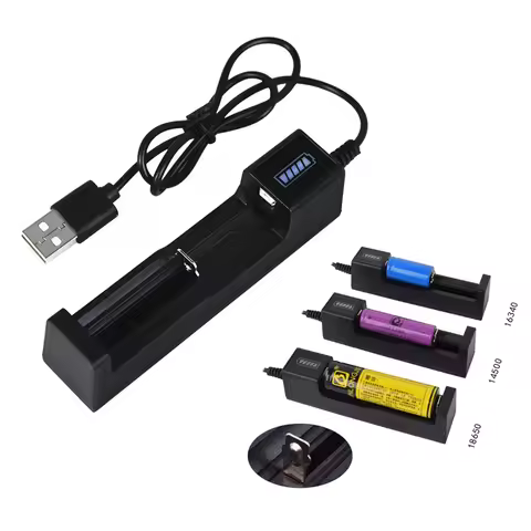 1 Slot 18650 USB Battery Charger Universal Smart Quick Battery for 14500 16650 14650 18500 Rechargea