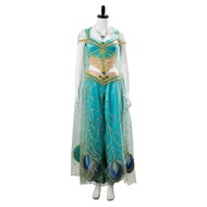 The Movie Aladdin Cosplay Princess Cosplay Jasmine Naomi Scott Green Blue Dress Costume Women Female