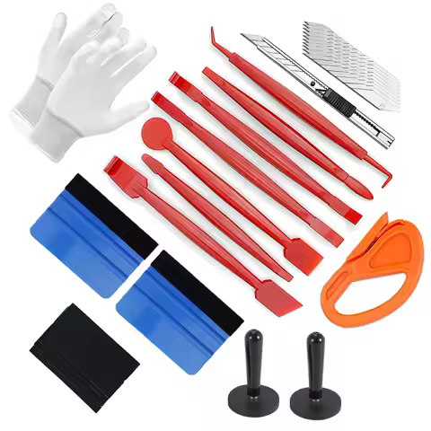Car Wrapping Tool Kit Window Tint Film Wrap Knife Curves Slot Edge Trimming Squeegee Magnetic Holder