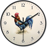 Jam dinding motif ayam jago antik rumah pertanian senyap dekoratif cocok untuk ruang tamu
