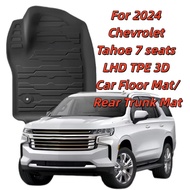For 2024 Chevrolet Tahoe Black TPE Car Floor Mat / Rear Trunk Mat  All-Weather Non-Slip Eco-Friendly