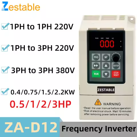 Variable Frequency Drive 0.4/0.75/1.5/2.2KW 0.5/1/2/3HP VFD Converter Motor Speed Vector Control ZA-