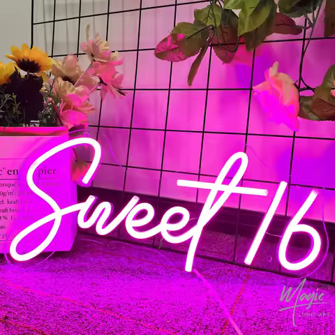 Sweet 16 Neon Sign LED Neon Light Sixteen Birthday 16Th Birthday Party Decoration 16 Years Personali
