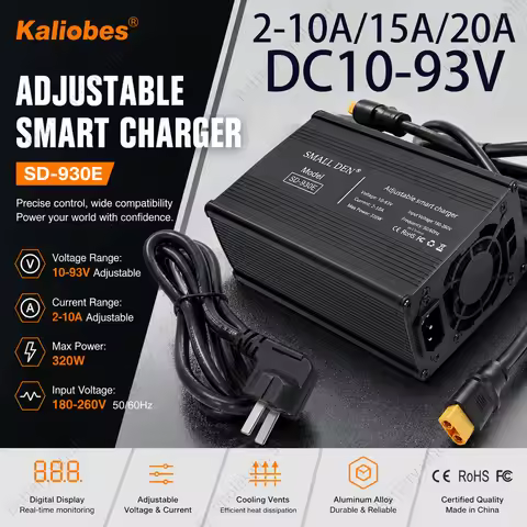 20A 24V 36V 42V 48V 72V 60V 54.6V 58.4V 84V Li-ion Lifepo4 Lithium Battery Charger 4S 8S 10S 13S 14S