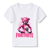 Fortnite Battle Royale Pink Bear Cuddle Team Leader Children Funny T shirt Summer Boys Girls Tops T-