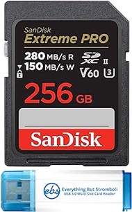 SanDisk 256GB Extreme Pro UHS-II SD Memory Card Works with Panasonic DC-G9 II, DC-S5IIX, DC-S5II Mirrorless Cameras (SDSDXEP-256G-GN4IN) Bundle with 1 Everything But Stromboli 3.0 Combo Card Reader