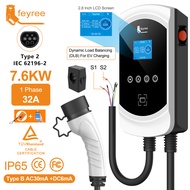 Feyree EV Charger Type2 Cable 32A 7.6KW Dynamic Load Blancing EVSE Wallbox APP Function 11KW 22KW Ch
