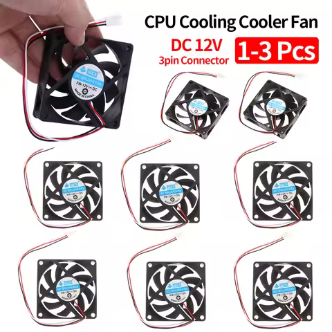 1-3Pcs DC 12V Cooler Fan for PC 3-Pin 70x70x15mm Computer CPU System Heatsink Brushless Cooling Fan 